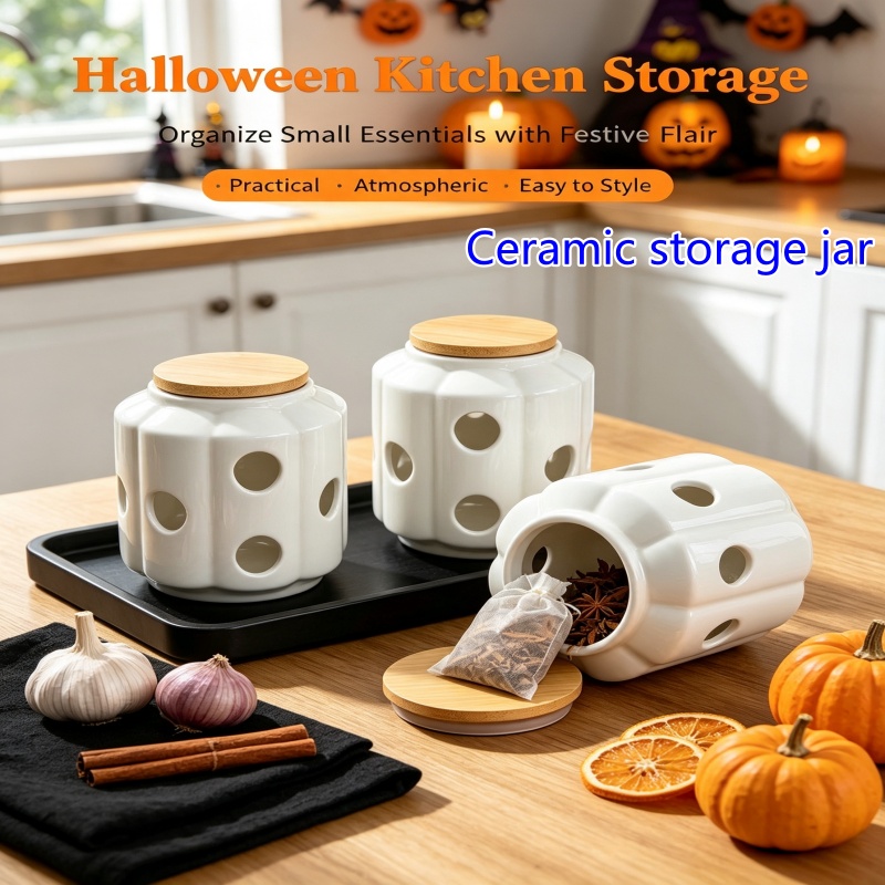 Candle Holder Decor - New Nordic Ceramic Storage Jar Halloween
