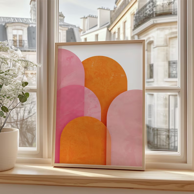 Modern Abstract Colorful Pink  - Interior Design Living Room recension och pris