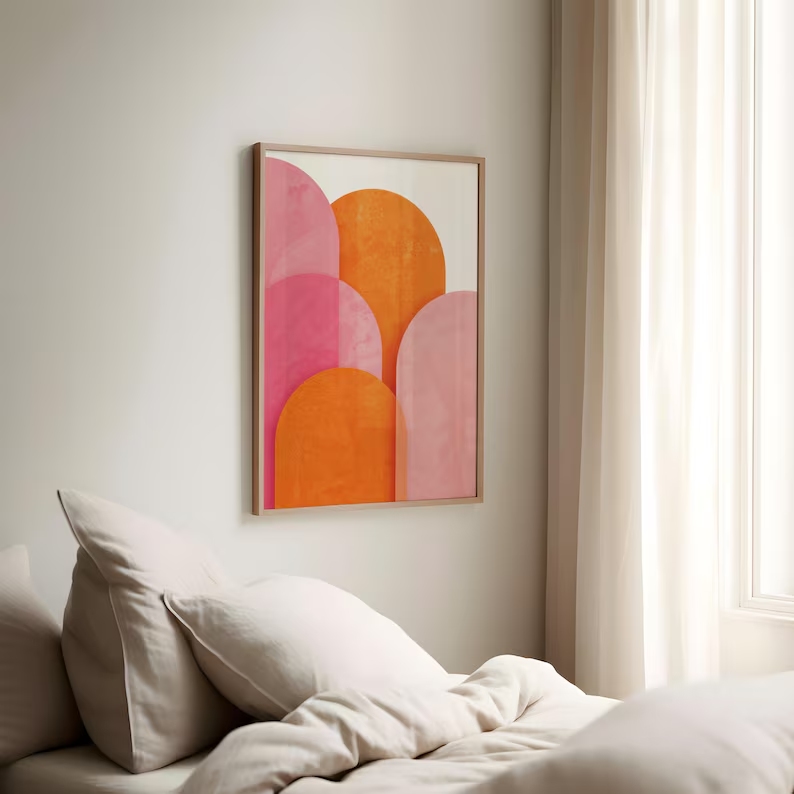 Modern Abstract Colorful Pink  - Interior Design Living Room recension och pris