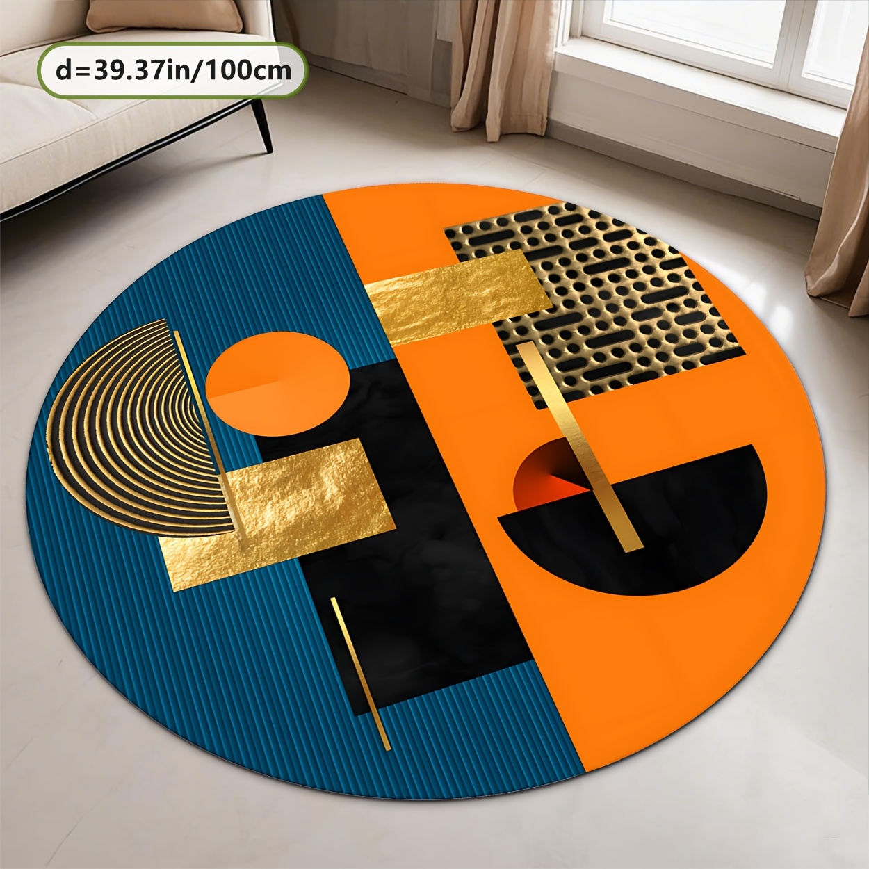 Orange Blue Gold Abstract Geom - Interior Design High End recension och pris