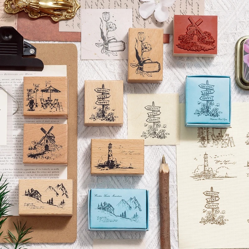 Vintage Wooden Rubber Stamps,  - Wall Sticker recension och pris