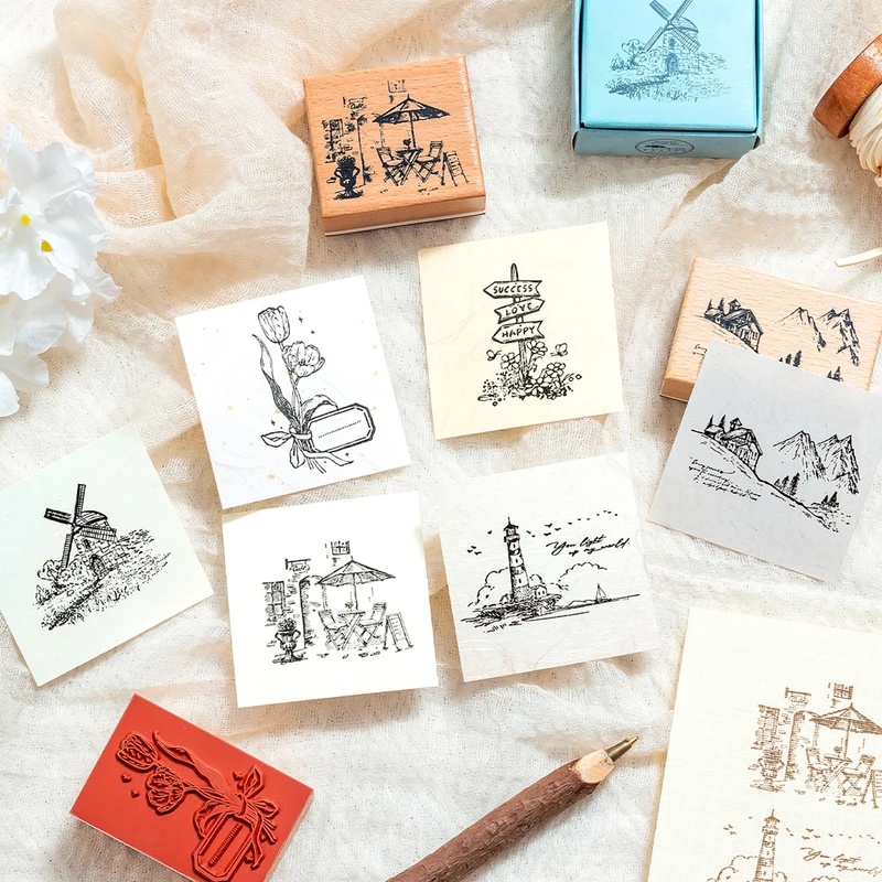 Vintage Wooden Rubber Stamps,  - Wall Sticker recension och pris